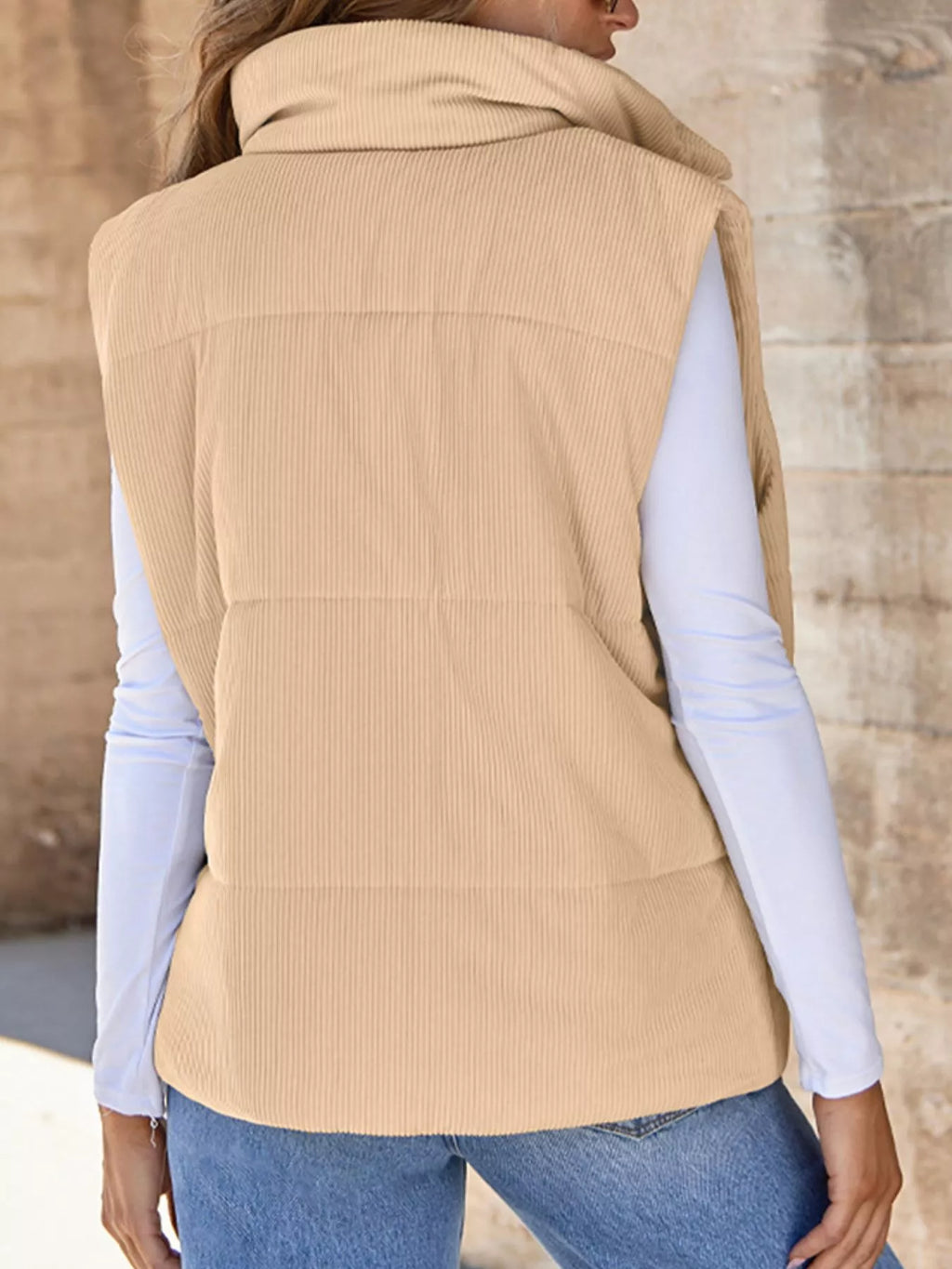 Corduroy Zip Up Vest Coat