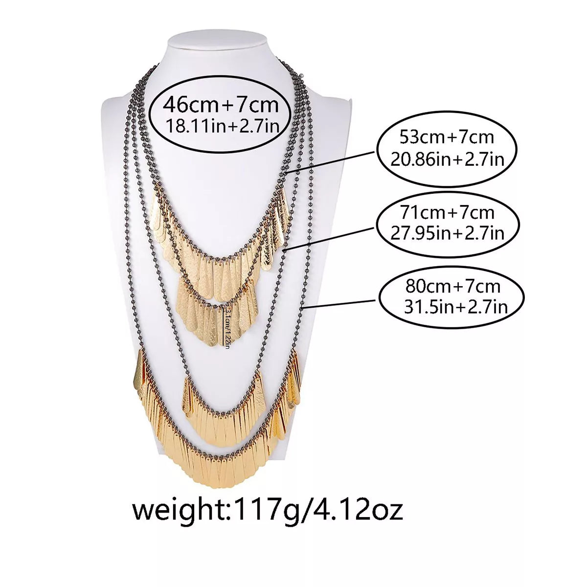4-Piece 18K Gold-Plated Iron Tassel Necklace