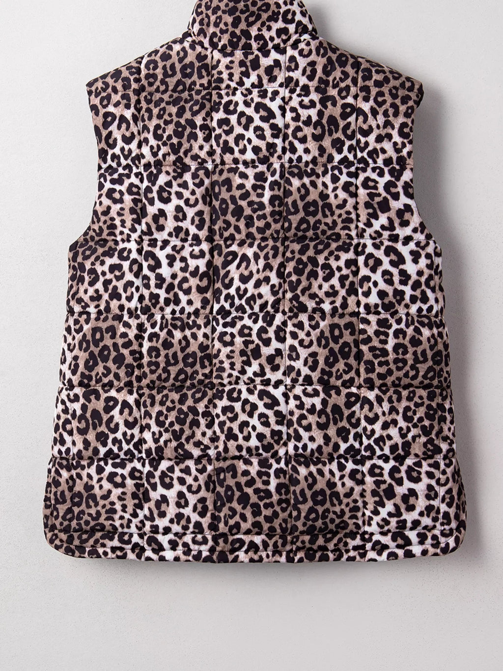 Leopard Quilted Full Zipper Casual Puff Vest