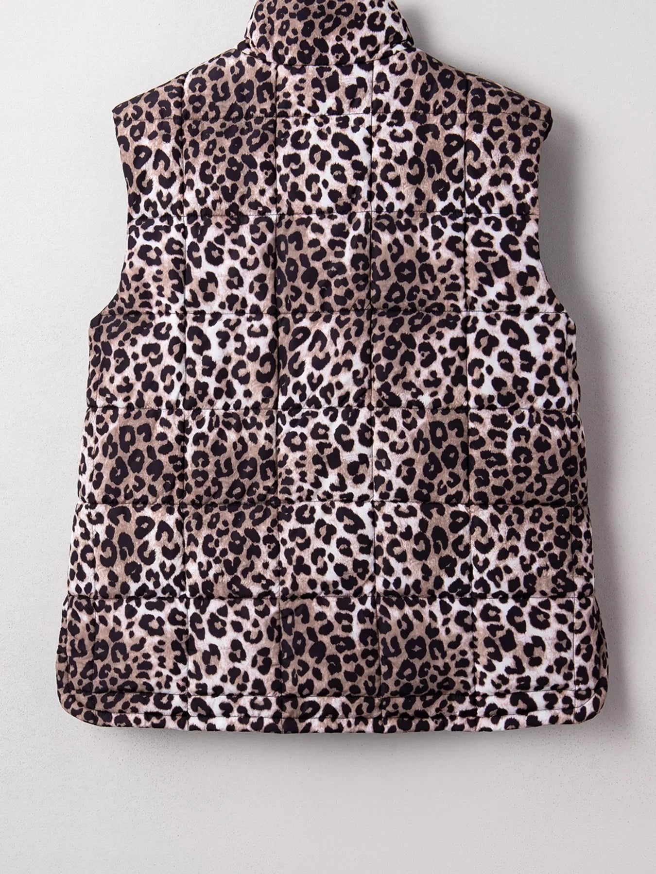 Leopard Quilted Full Zipper Casual Puff Vest