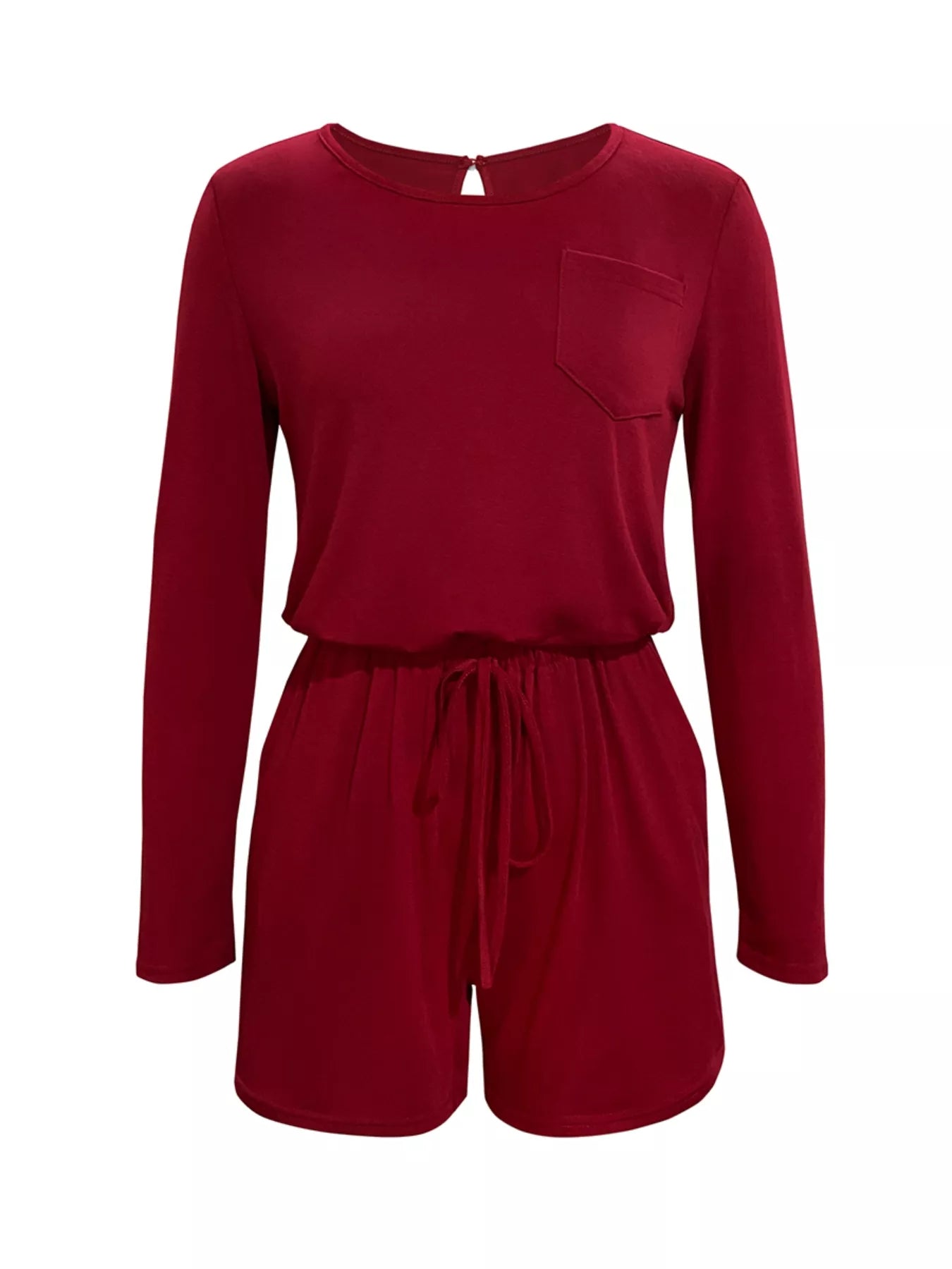 Long Sleeve Drawstring Romper