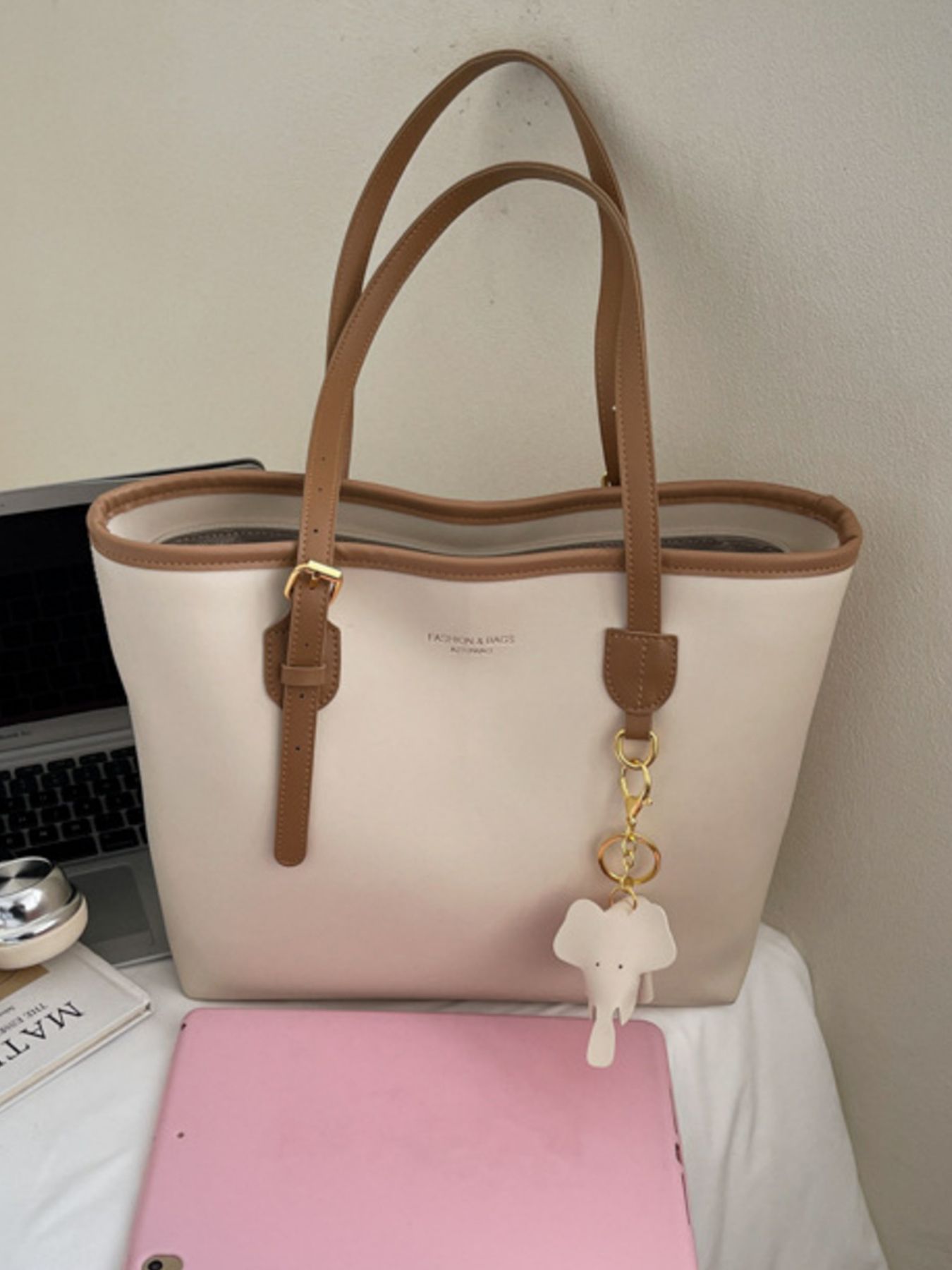 Contrast Leather Shoulder Bag