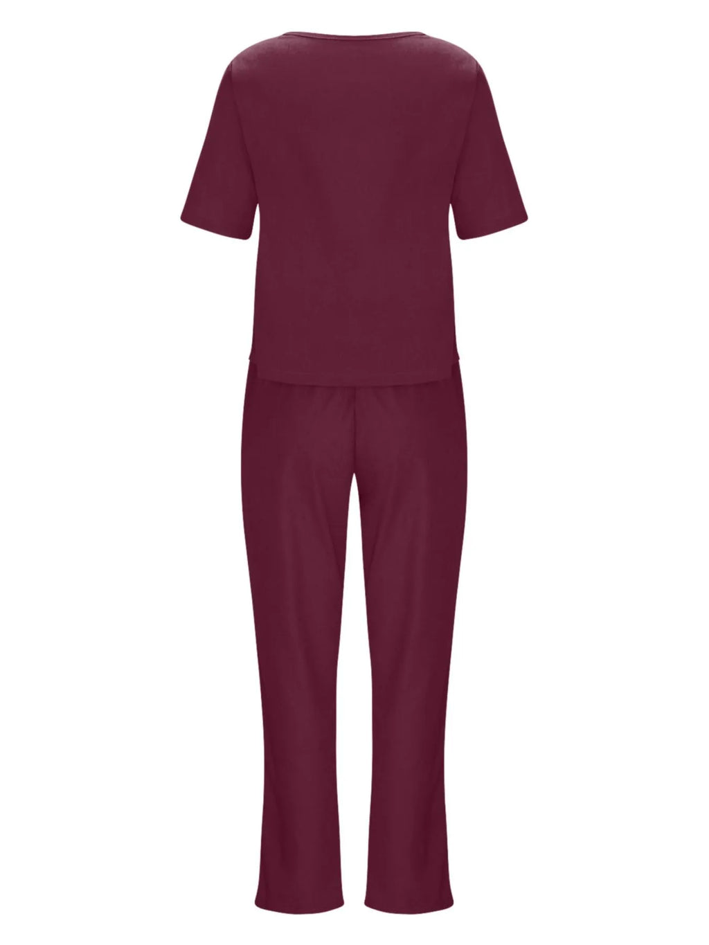 Full Size Round Neck Short Sleeve Top and Pants Set Plus Size