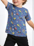 Children's Construction Vehicle Print Short Sleeve T-Shirt
