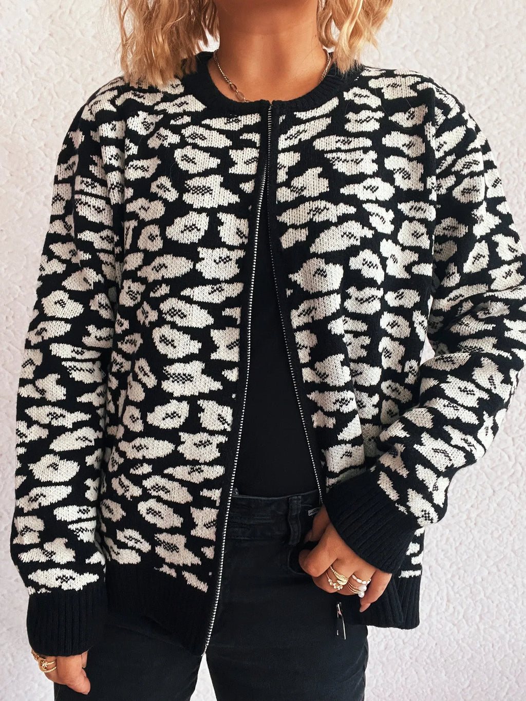 Zip Up Long Sleeve Cardigan