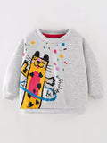Children's Cartoon Cat Crew Neck Sweatshirt