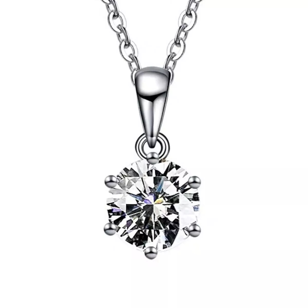 5 Carat Moissanite 925 Sterling Silver Pendant Necklace