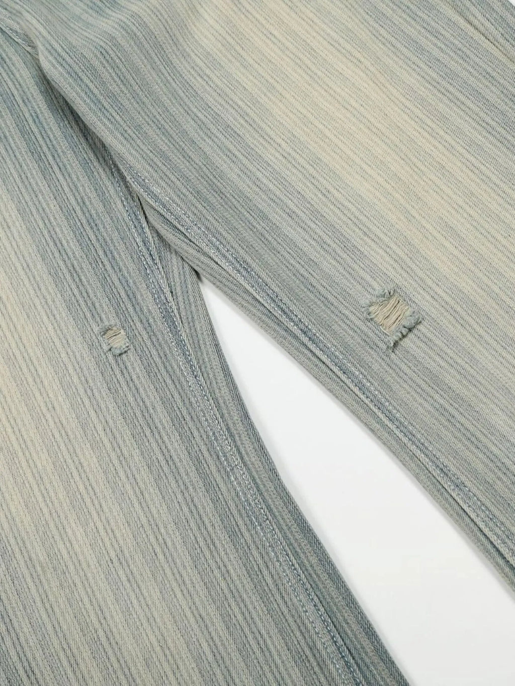 Men's Washed Pinstripe Wide Leg Jeans