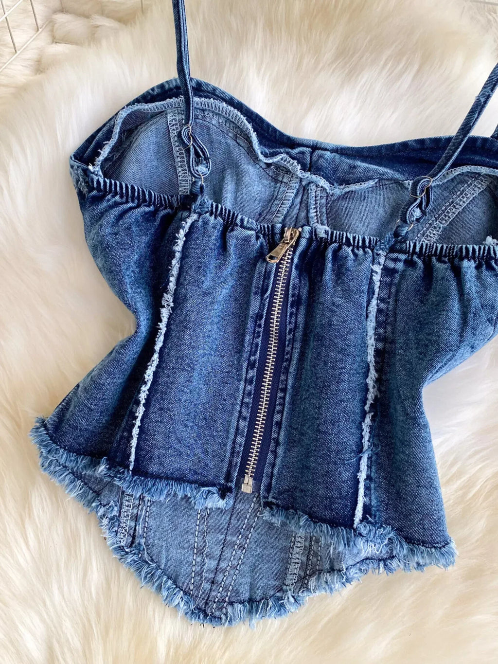 Raw Hem Denim Cami and Flare Jeans Set