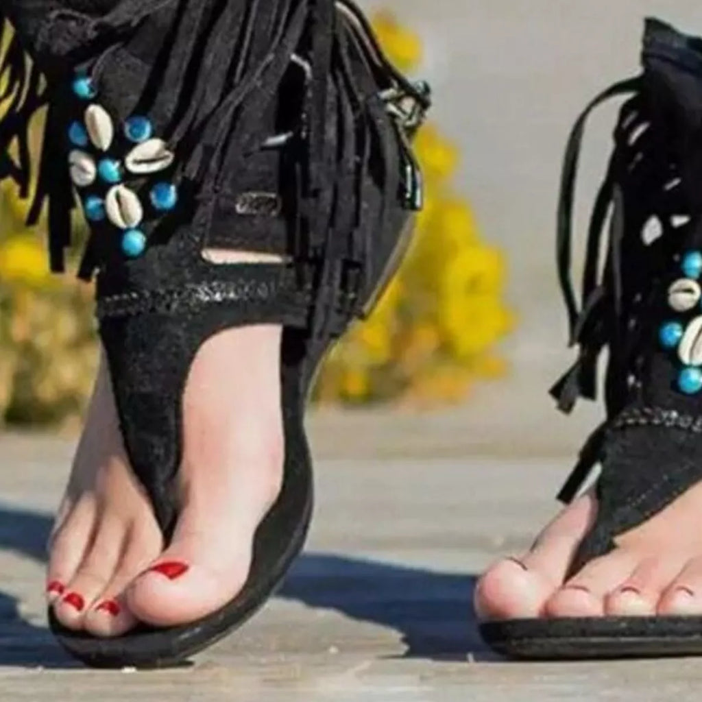 Fringe Ankle Cuff Sandals