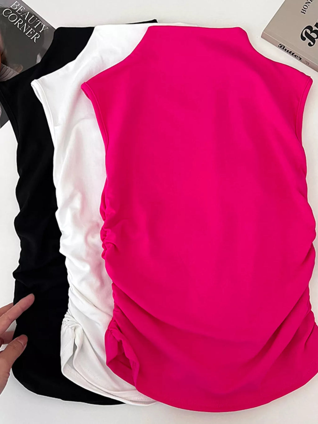 Ruched Mock Neck Tank