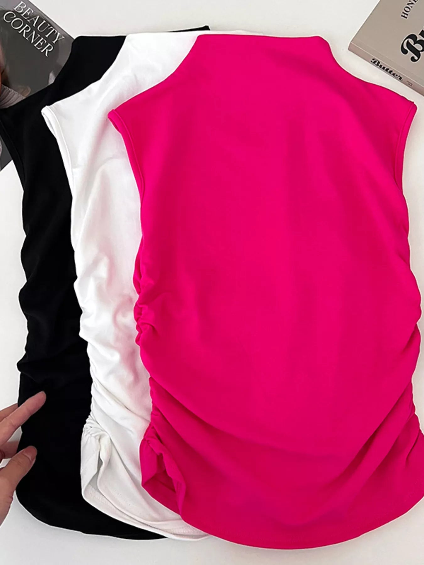 Ruched Mock Neck Tank