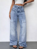 Wash Wide Leg Cargo Jeans