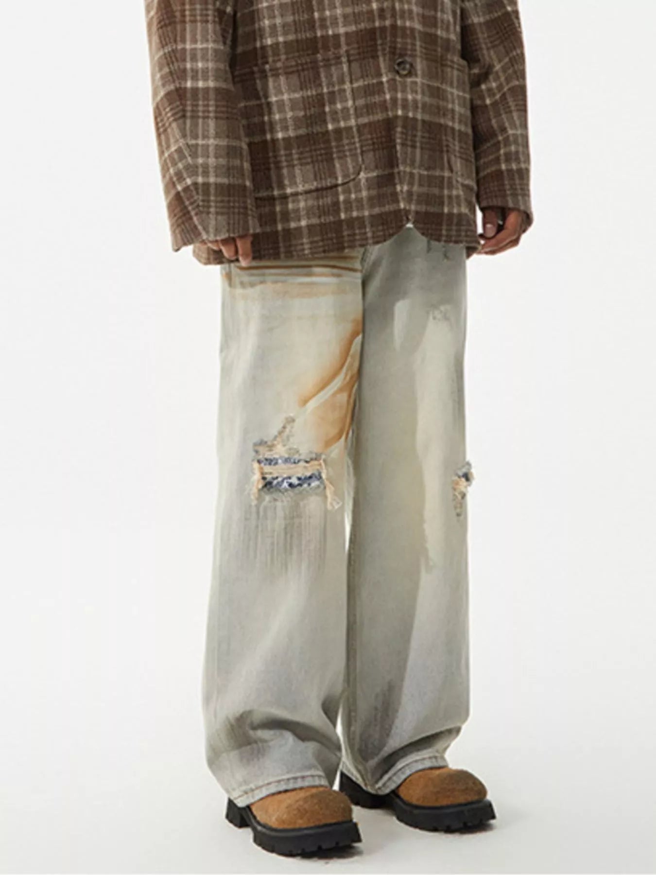 Men's Distressed Wide Leg Jeans