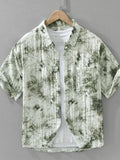 Men's Plus Size Printed Button Up Short Sleeve Shirt