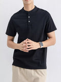 Men's Plus Size Button Detail Short Sleeve Top