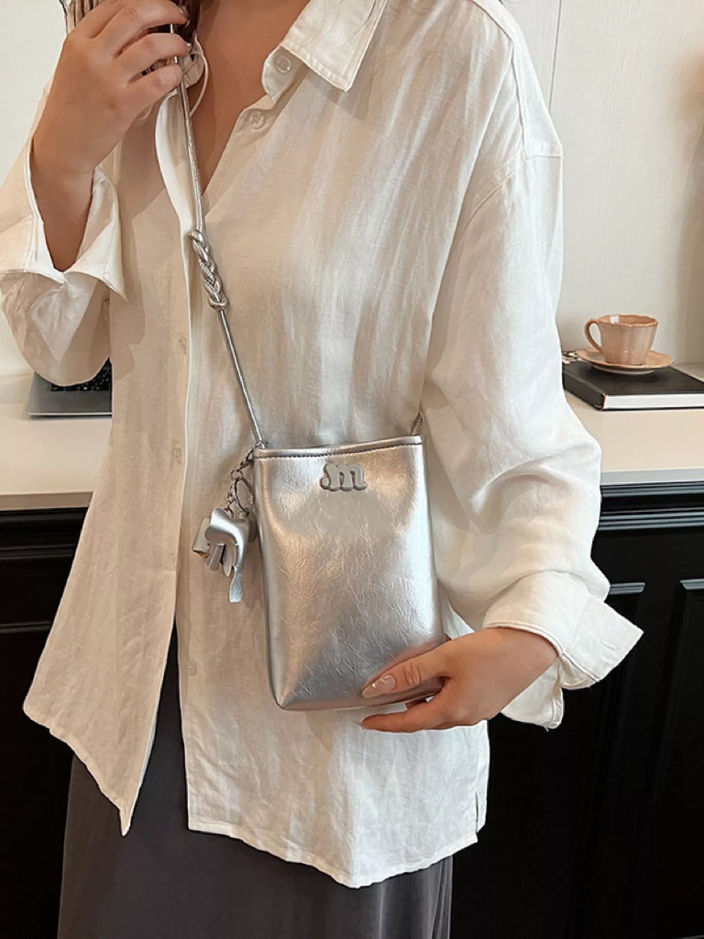 Spaghetti Strap Crossbody Bag with Charm