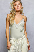 POL Lace Detail V-Neck Ribbed Cami