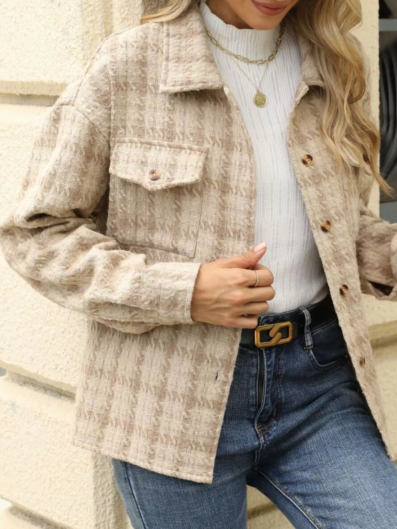 Plaid Button Up Long Sleeve Jacket