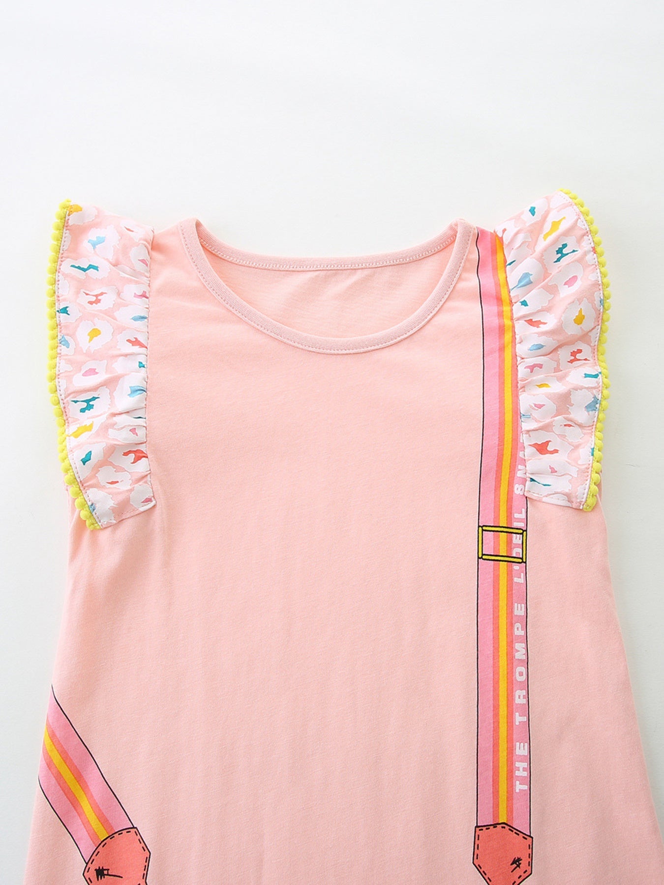 Children's Cartoon Bag Print Ruffled Dress