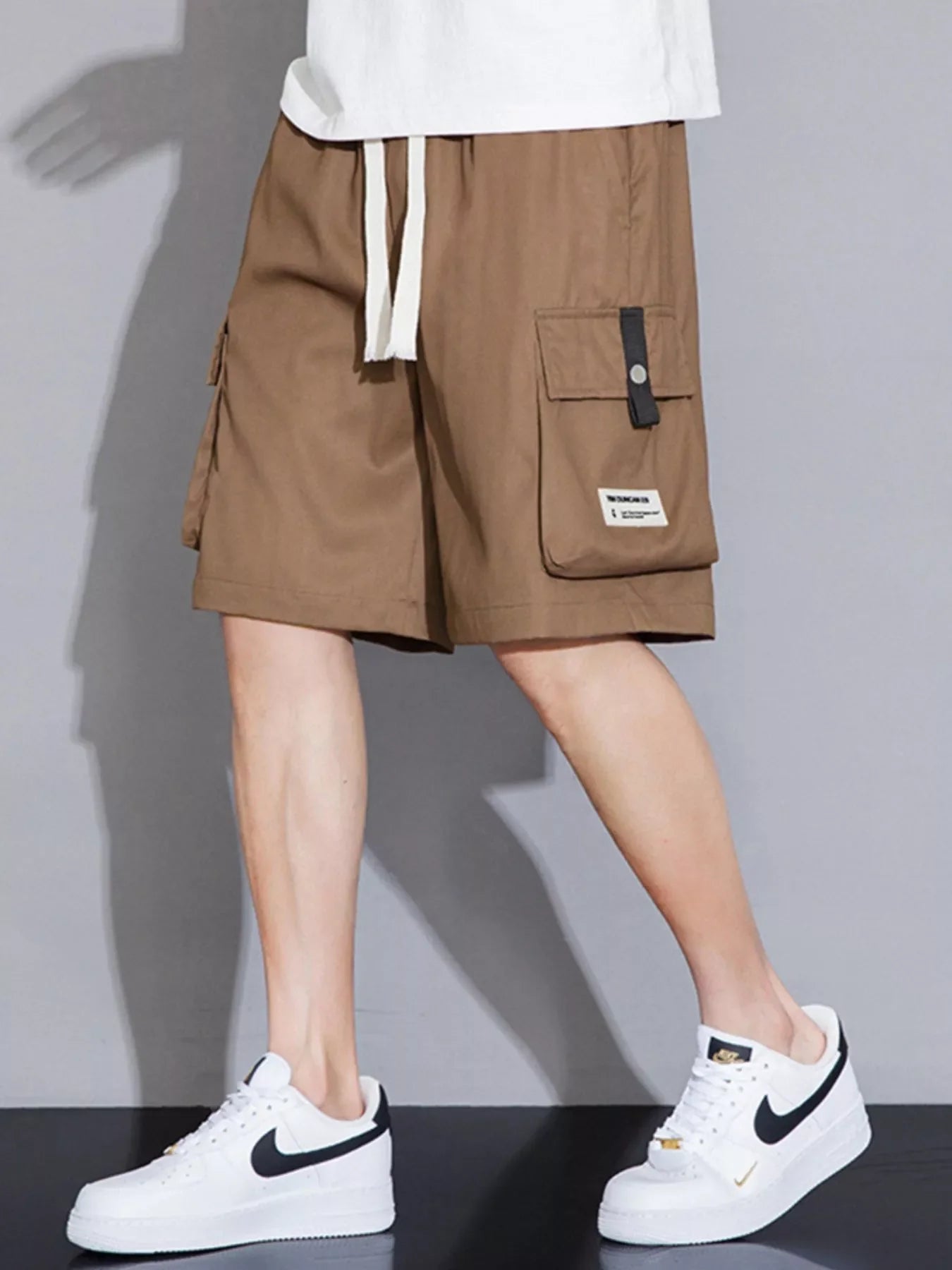 Men's Plus Size Casual Cargo Shorts with Drawstring