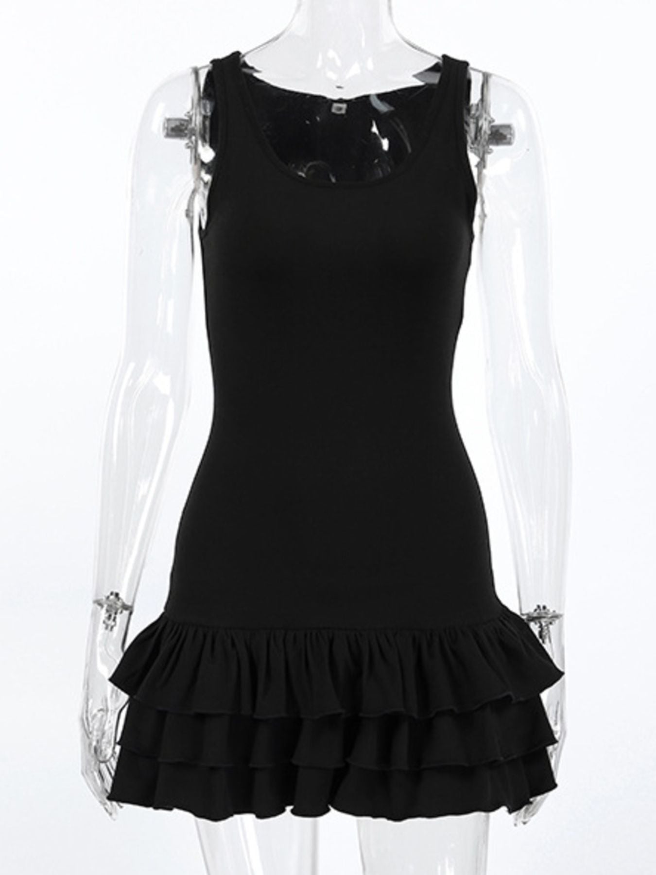 Ruffled Hem Round Neck Tank