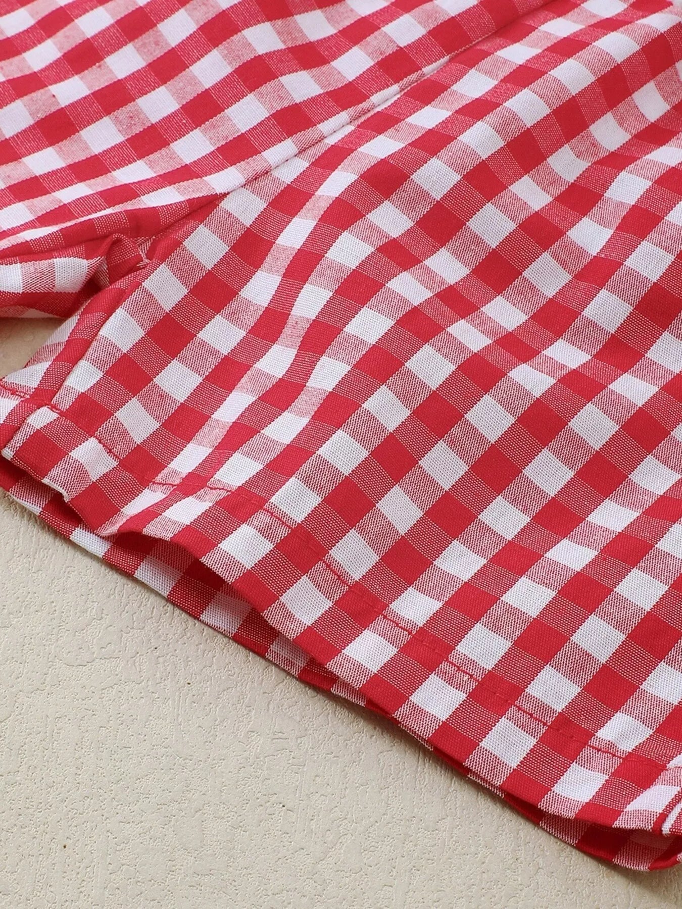 Children's XOXO Heart Print T-shirt & Gingham Shorts Set