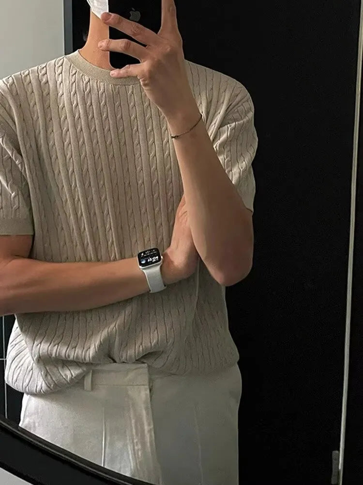 Men's Full Size Round Neck Short Sleeve Knit Top Plus Size