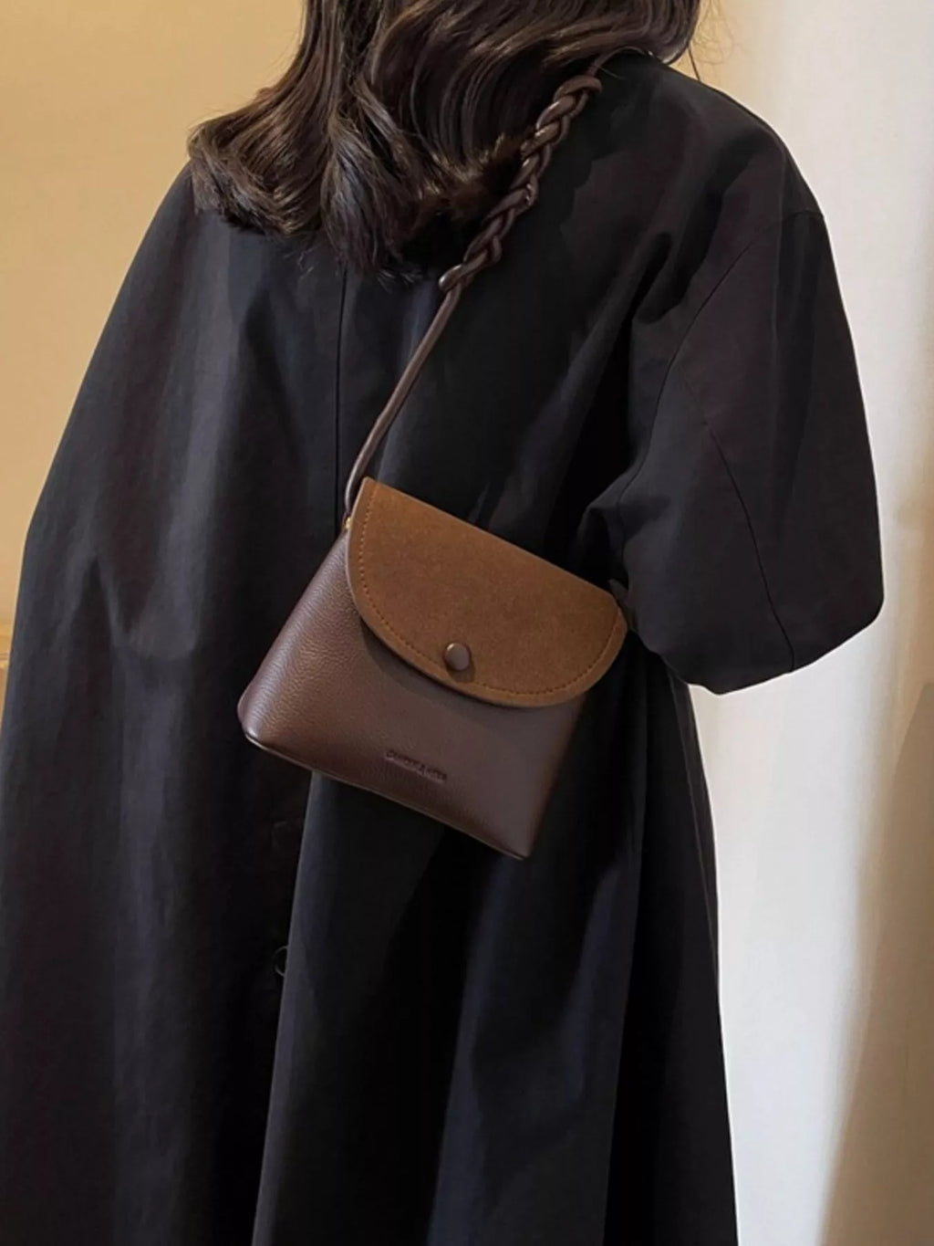 Braided Handle Flap Crossbody Bag