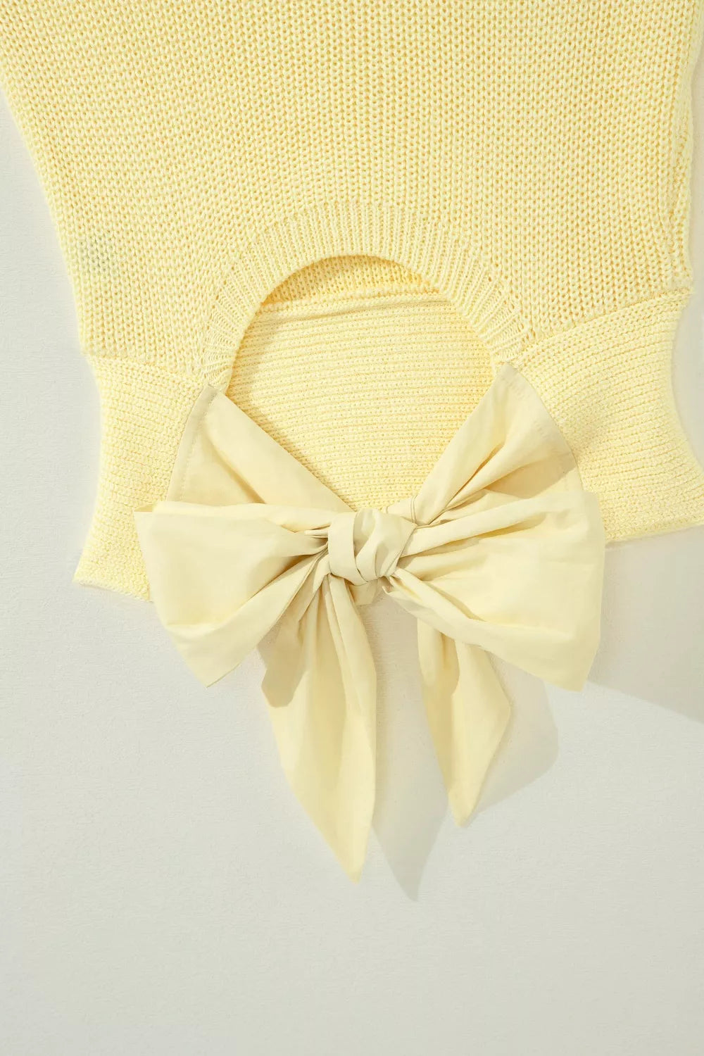 Solid Color Cropped Knit Knot Back Cutout Sweater Tank