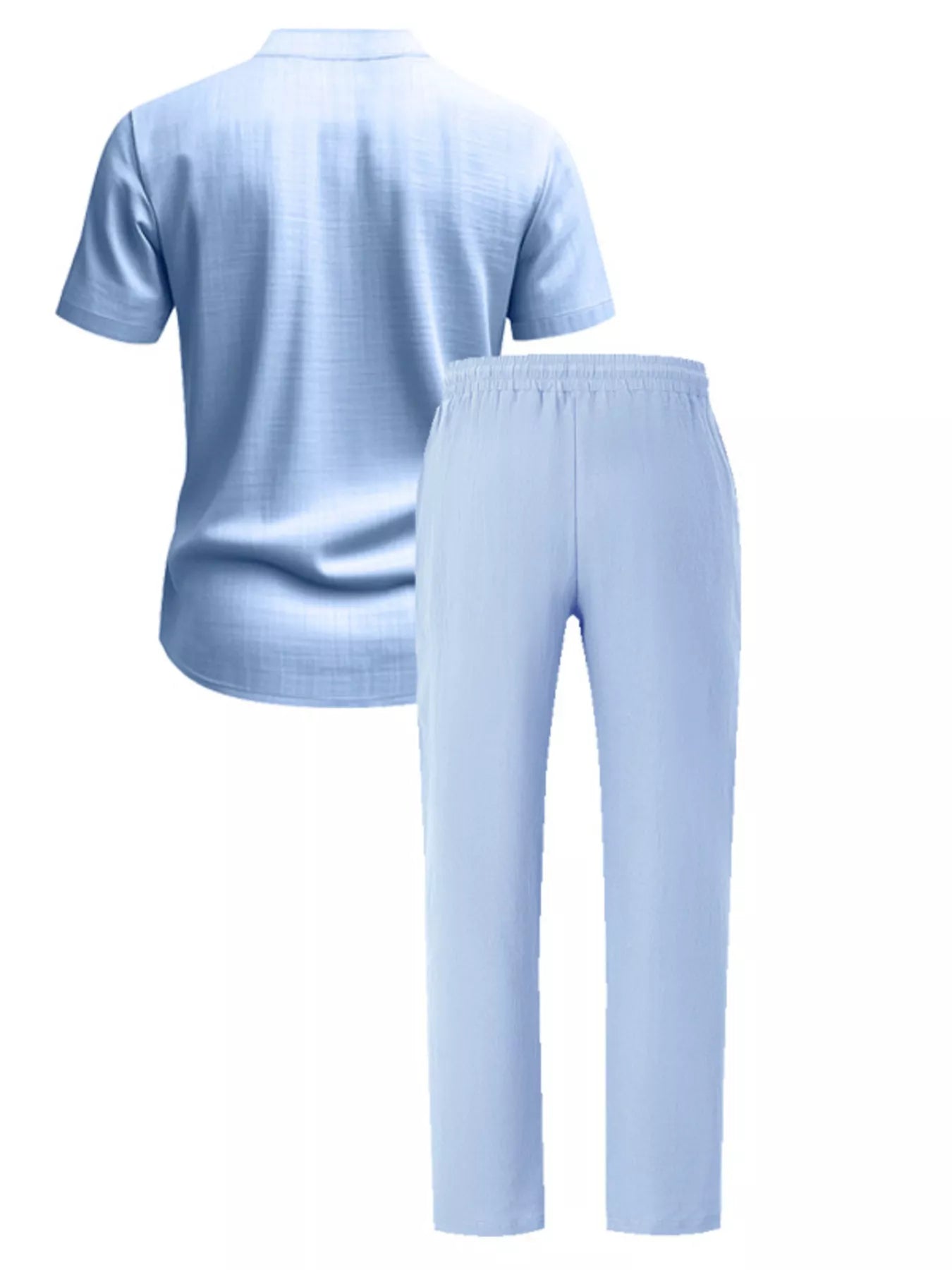 Men's Full Size Casual Button Up Short Sleeve Shirt and Pants Set Plus Size