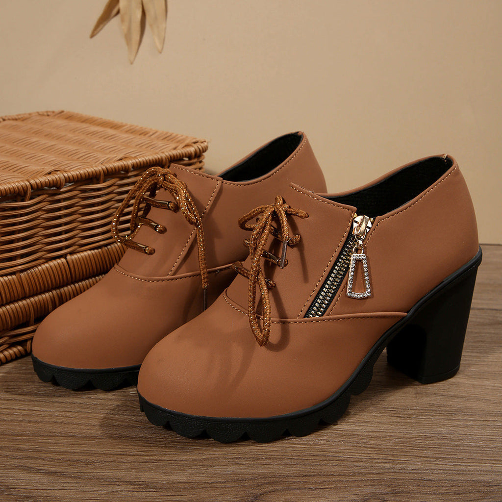 Lace-Up Block Heel Pumps