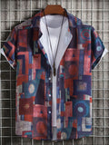 Men's Geometric Short Sleeve Button Down Shirt