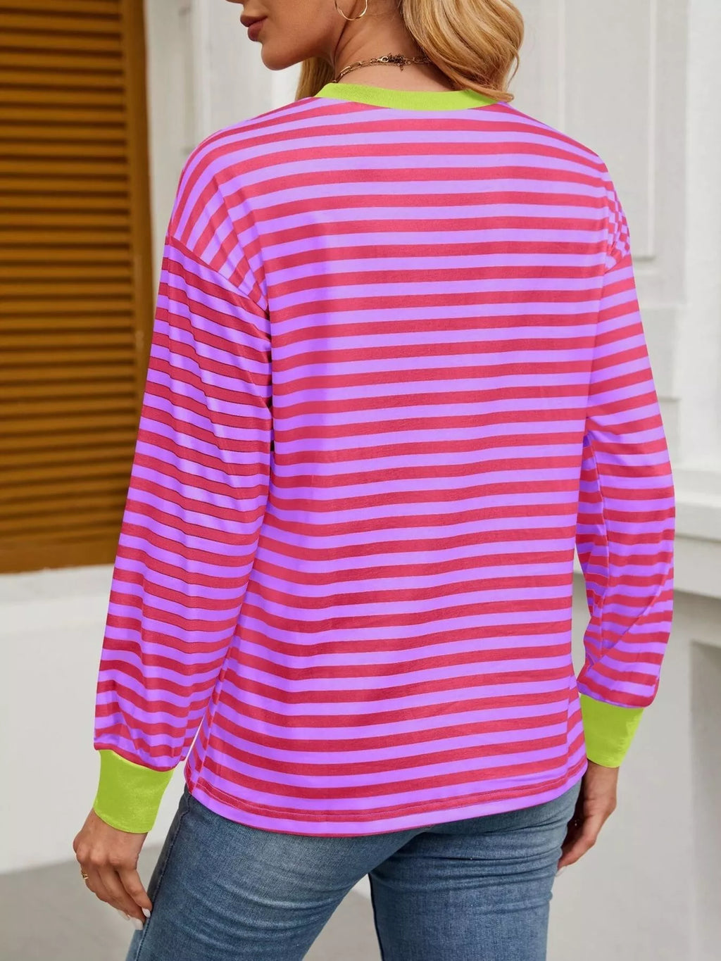 Striped Round Neck Long Sleeve T-Shirt