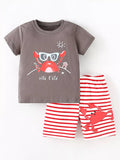 Children's Crab Graphic T-Shirt and Striped Shorts Set