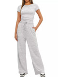 Short Sleeve Top and Drawstring Pants Set