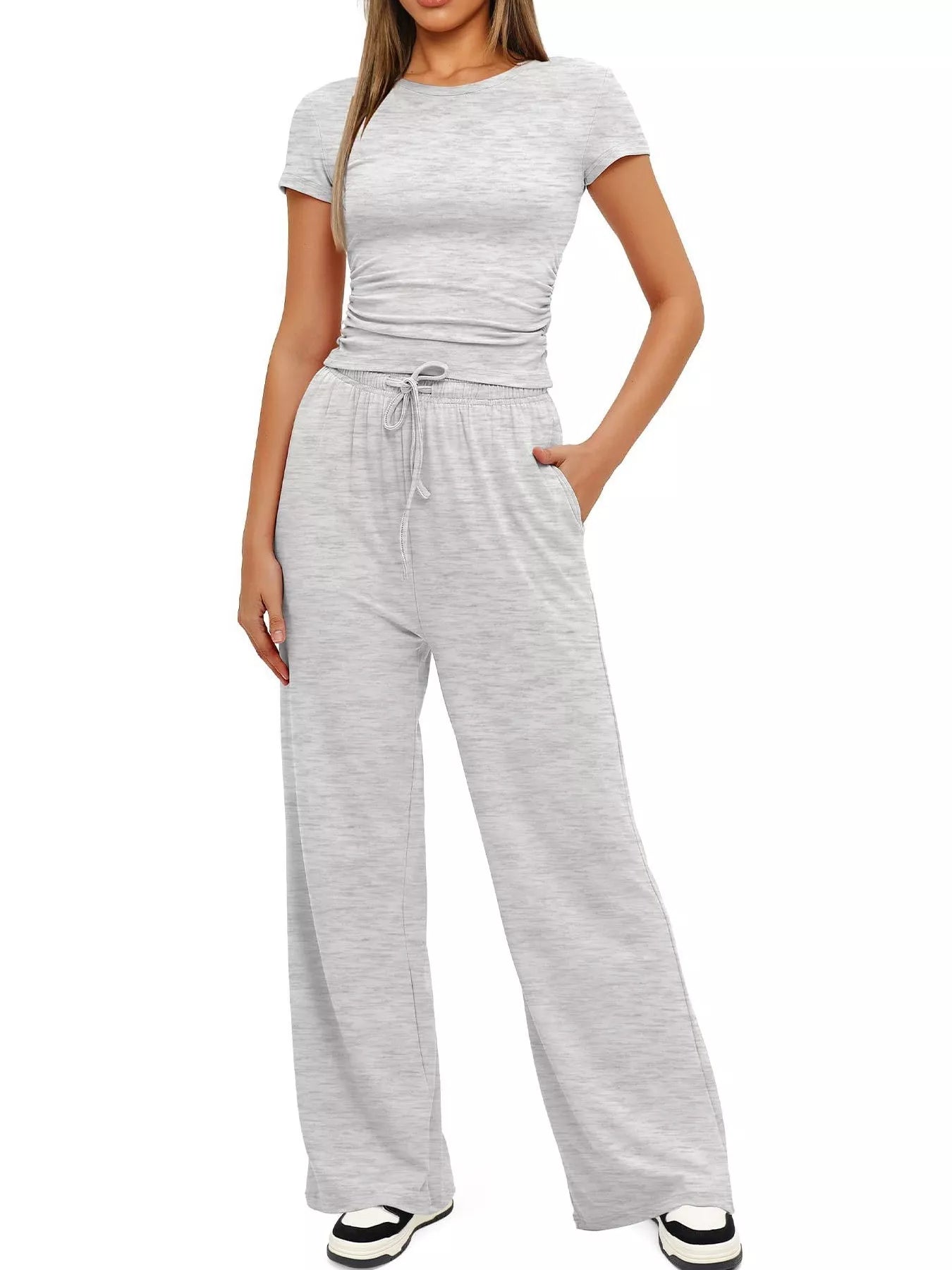 Short Sleeve Top and Drawstring Pants Set