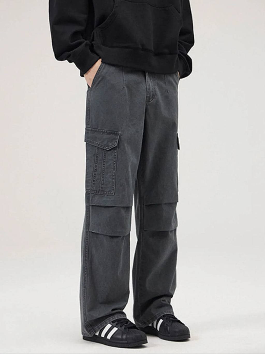 Men's Full Size Multi-Pocket Cargo Pants with Ruched Detail Plus Size