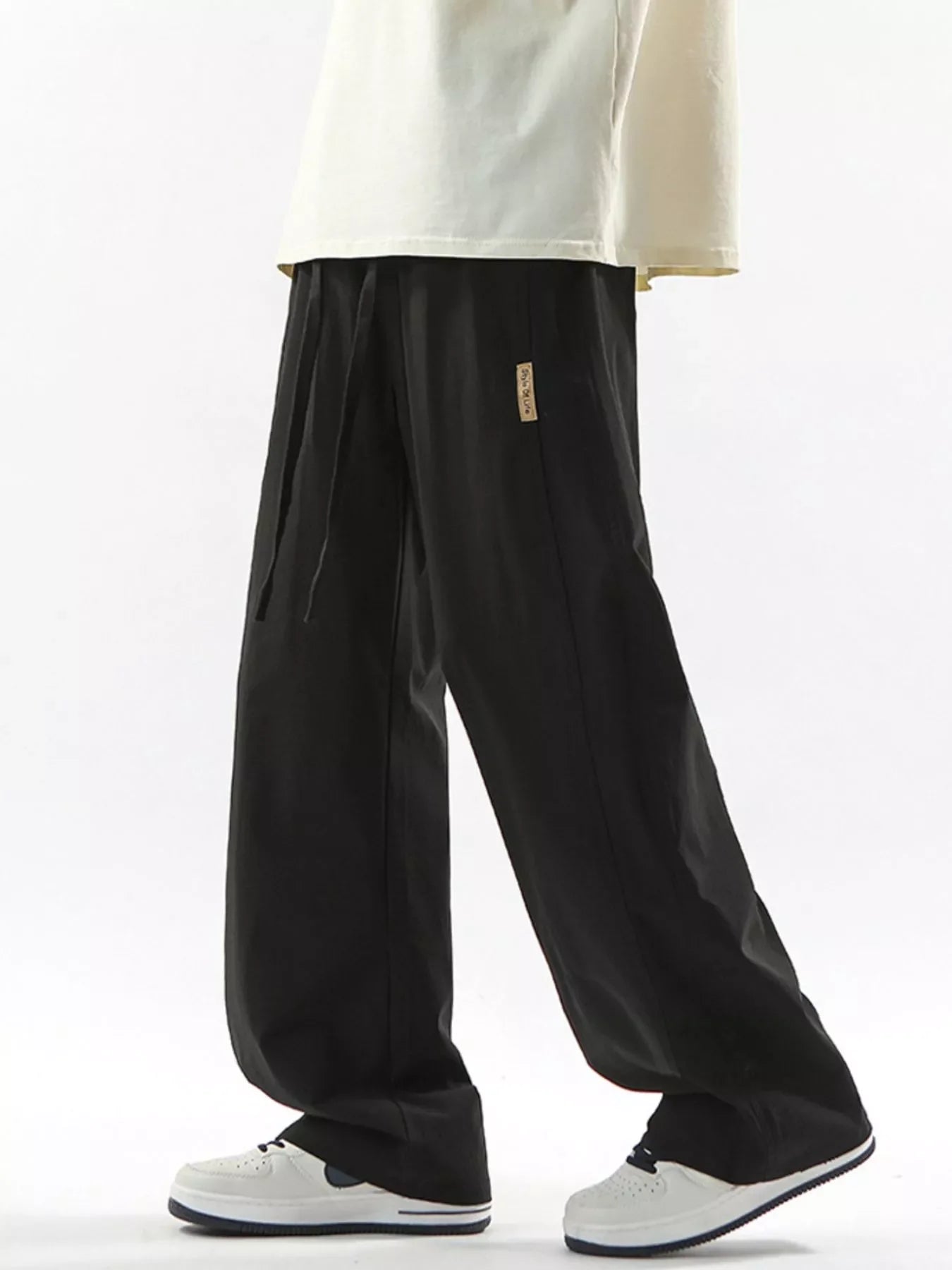 Men's Full Size Loose Fit Drawstring Wide Leg Pants Plus Size