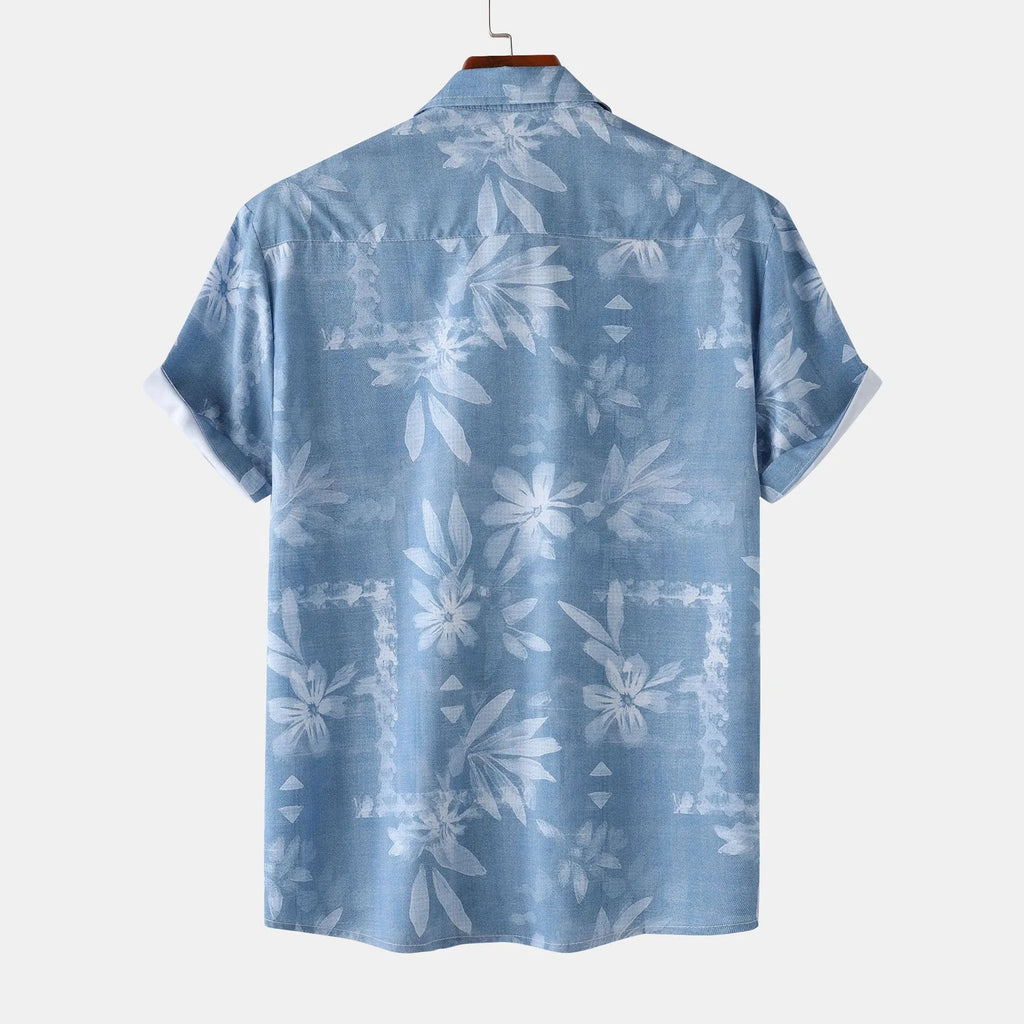Men's Print Short Sleeve Button-Up Shirt