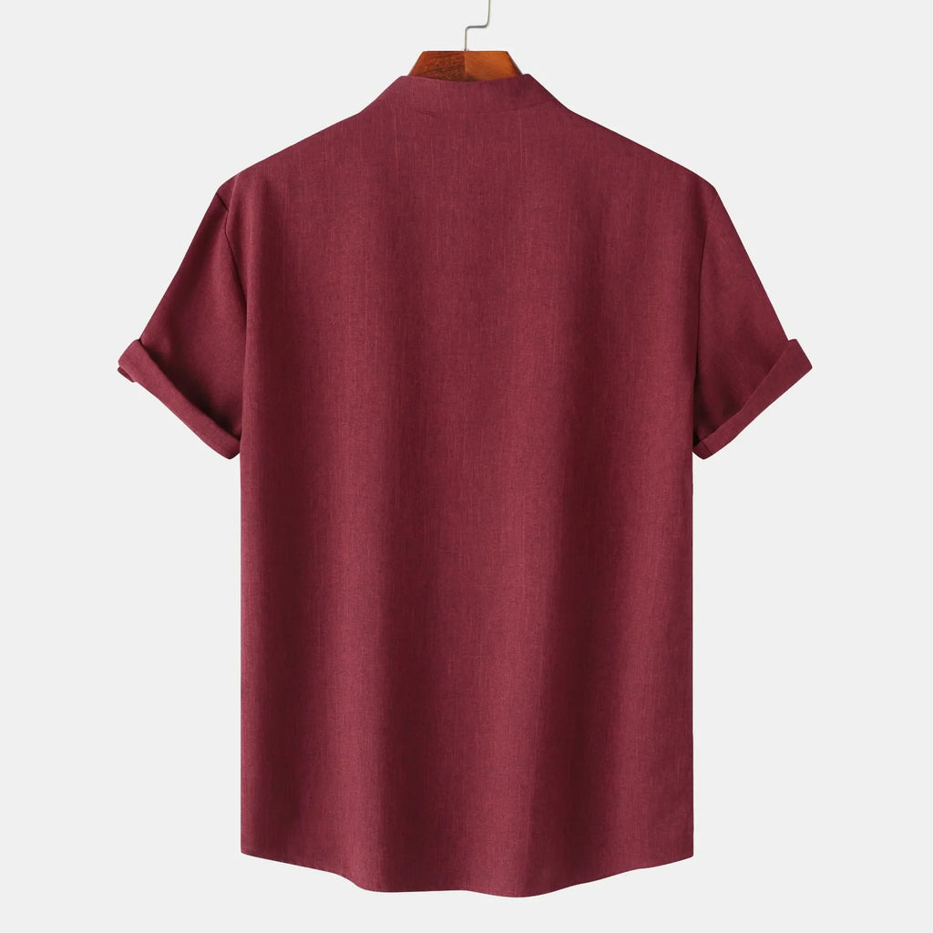 Men's Button Detail Short Sleeve Blouse