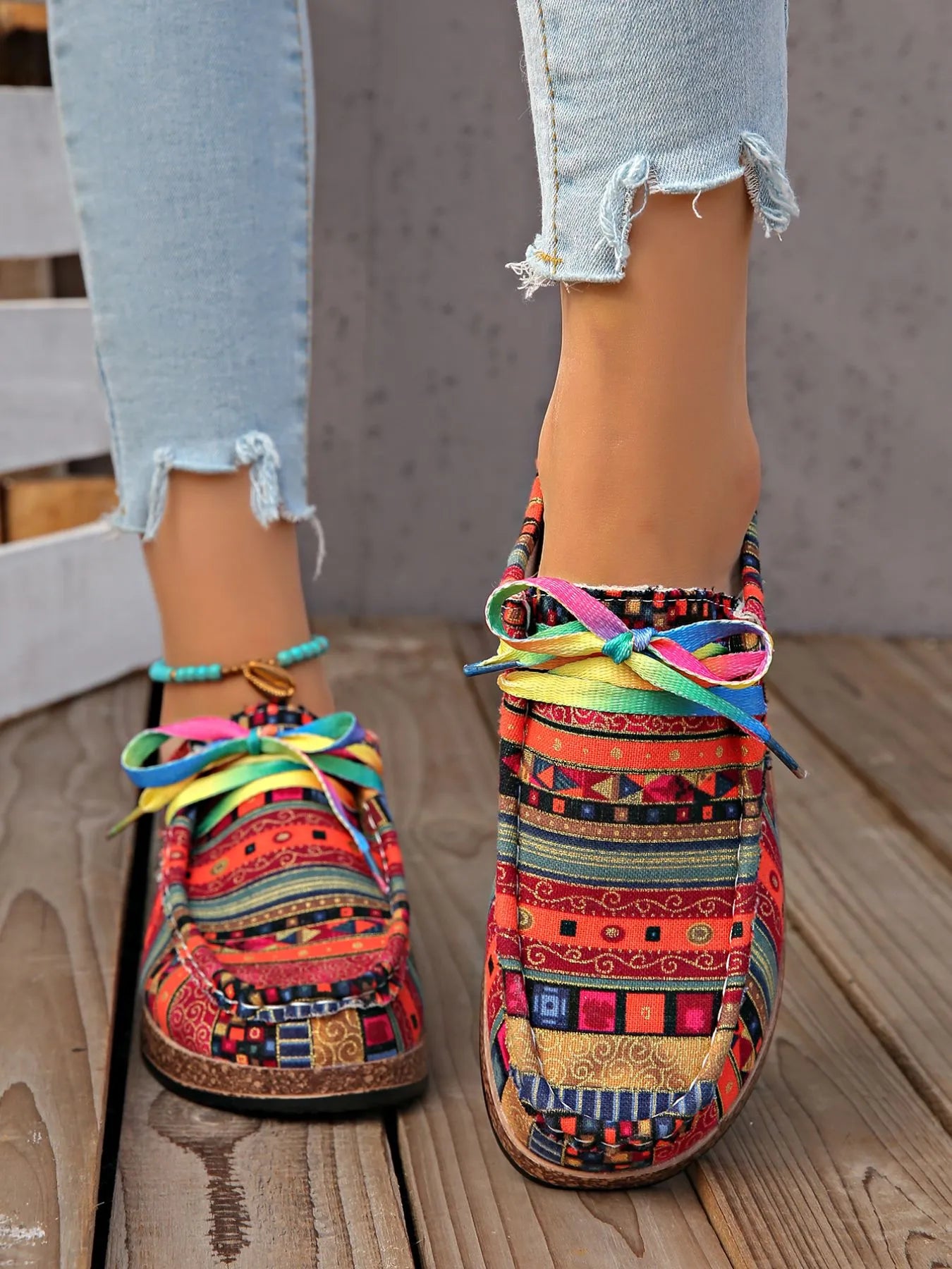 Printed Lace Up Sneakers