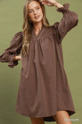 Umgee Textured Puff Sleeve Mini Dress