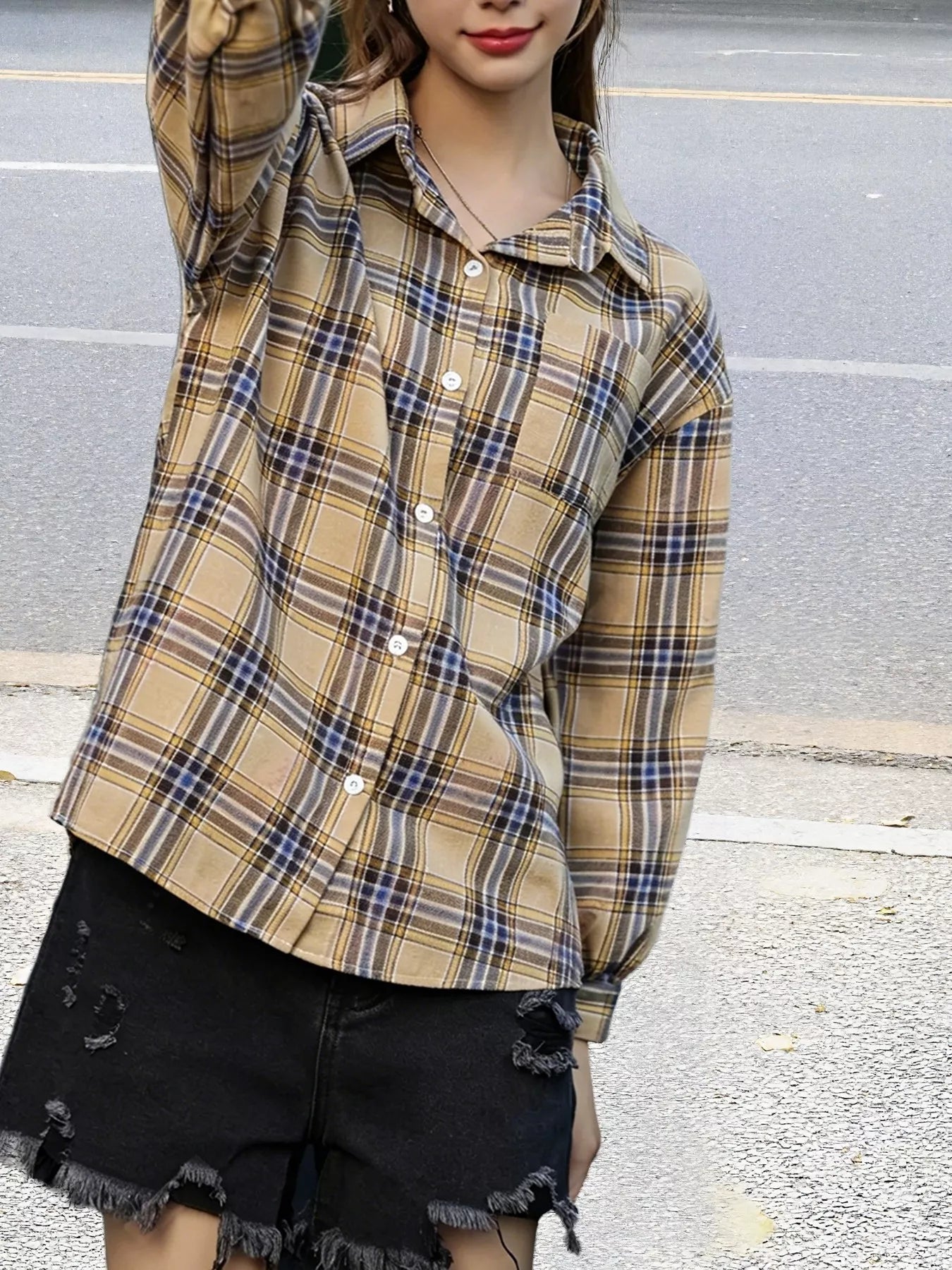 Plaid Button Up Long Sleeve Shirt