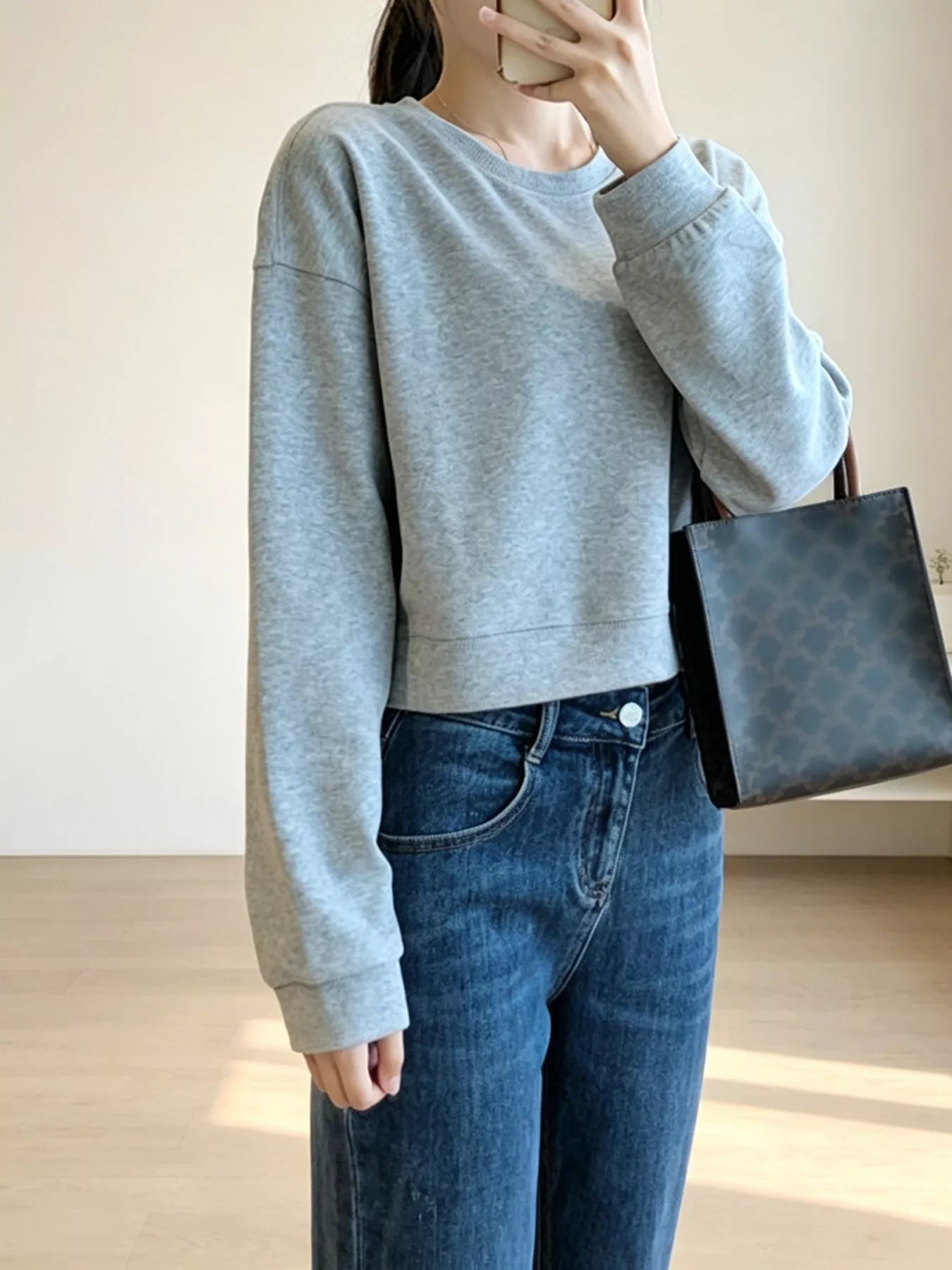 Crew Neck  Drop Shoulder Sweatshirt