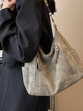 Hobo Shoulder Bag with Zipper Pocket