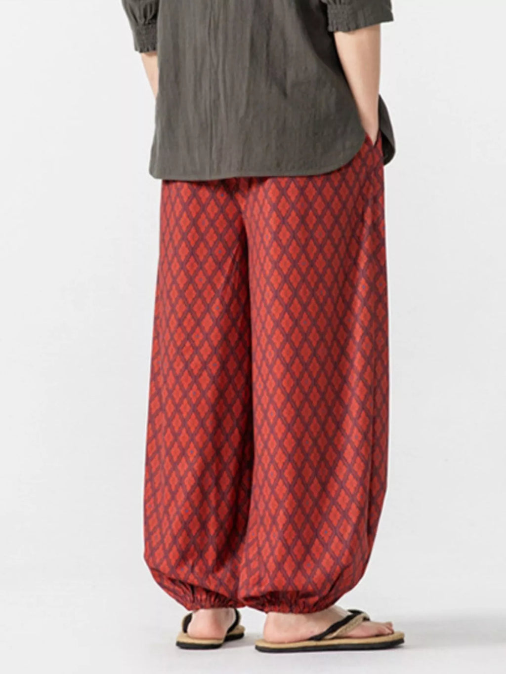 Men's Plus Size Diamond Patterned Harem Pants