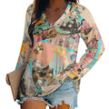Baha Ranch Retro Pop Western Collage Long Sleeve Top
