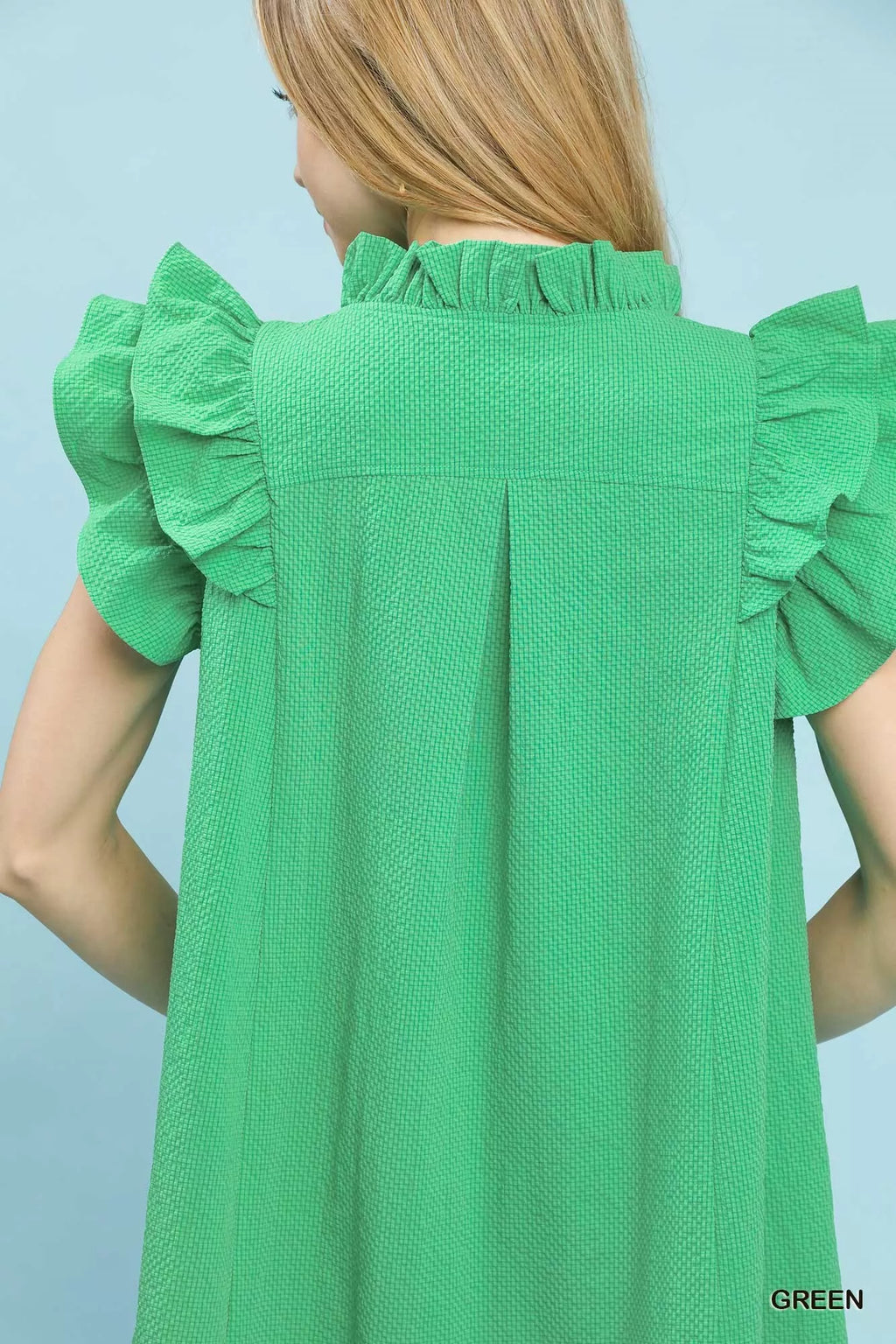 Umgee Seersucker Ruffle Shift Dress