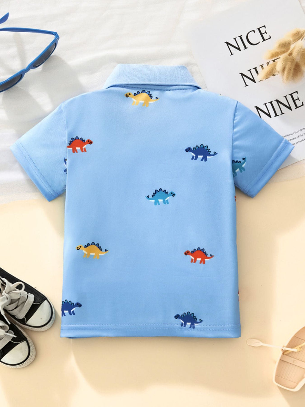 Children's Dinosaur Print Short Sleeve Polo